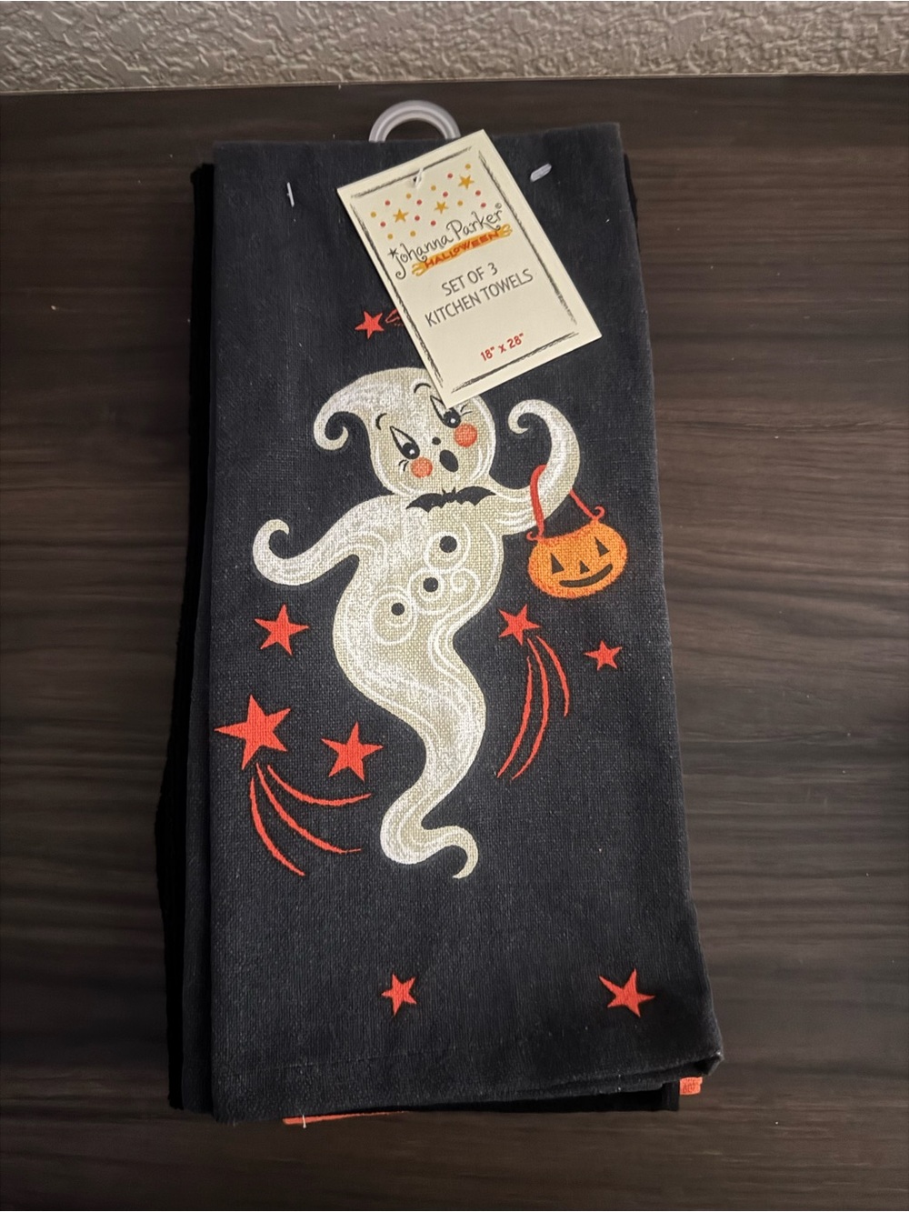 Johanna Parker Vintage Halloween Kitchen Towel with Ghost and Pumpkin (3 set)